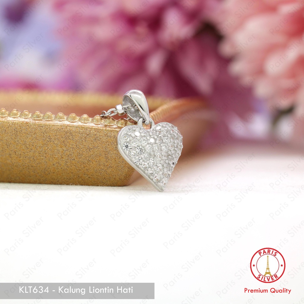Kalung Liontin Hati Perak Asli 925 – Model Love Wanita Silver Lapis Emas Putih Anti Karat