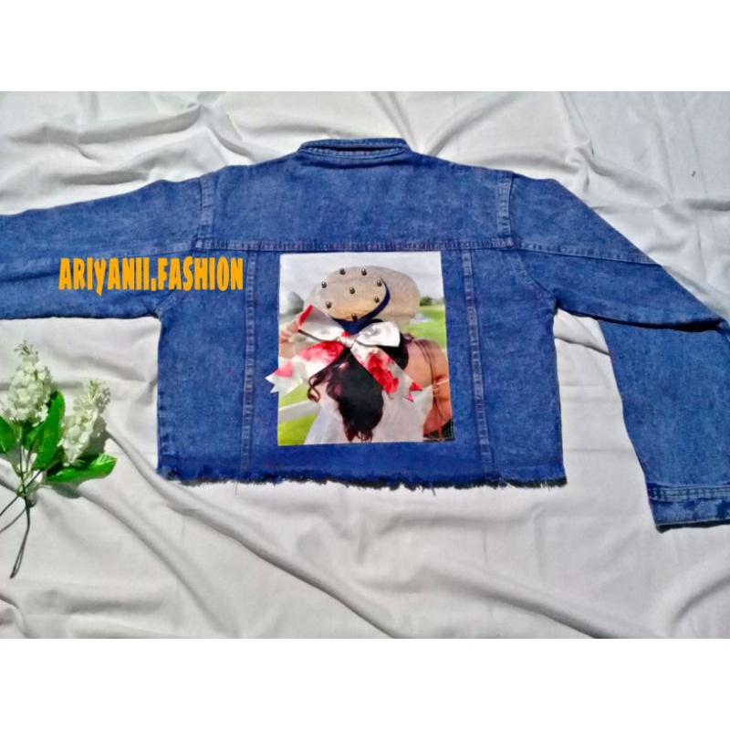 ARN - JAKET JEANS WANITA PITA BELAKANG JACKET JINS CROP OVERSIZE DENIM LD 120cm CEWEK SOBEK RAWIS MURAH KOREAN KEKINIAN ORIGINAL SNOW Wash