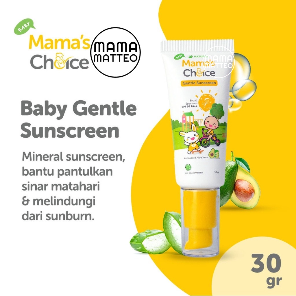 MAMA'S CHOICE Baby Gentle Sunscreen Face &amp; Body 30gr / Mamas Choice Sunscreen Bayi Anak SPF30++ / BANDUNG