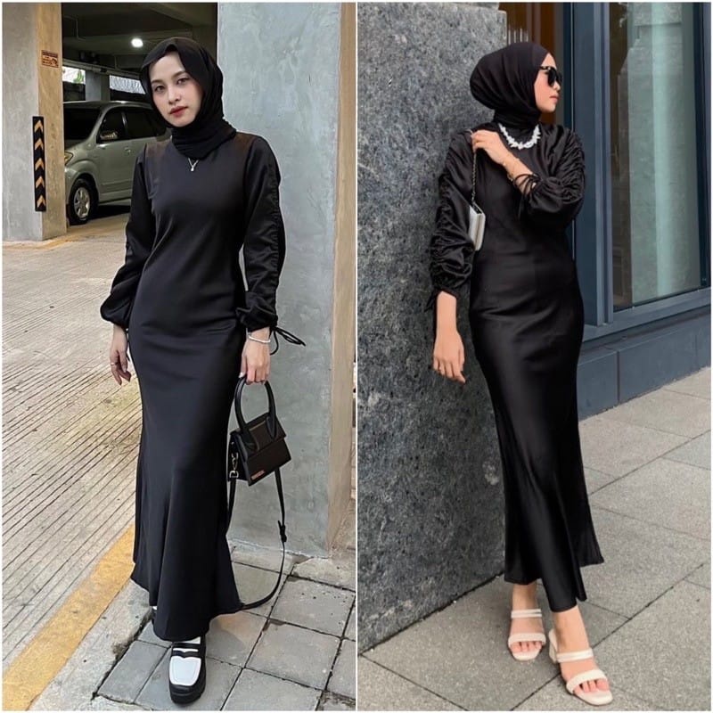 Elodia Dress | Dress Silk Satin | Baju Kondangan Satin | Dress Serut Viral | Dress Darla Silk | Outfit Kondangan Simpel | Dress Mermaid Mewah | Baju Pesta Kekinian