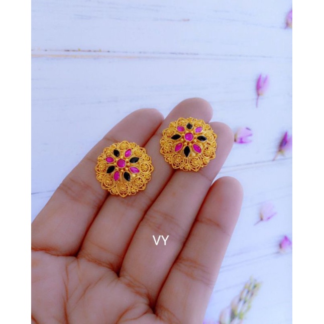 Anting Bali tembaga lapis emas