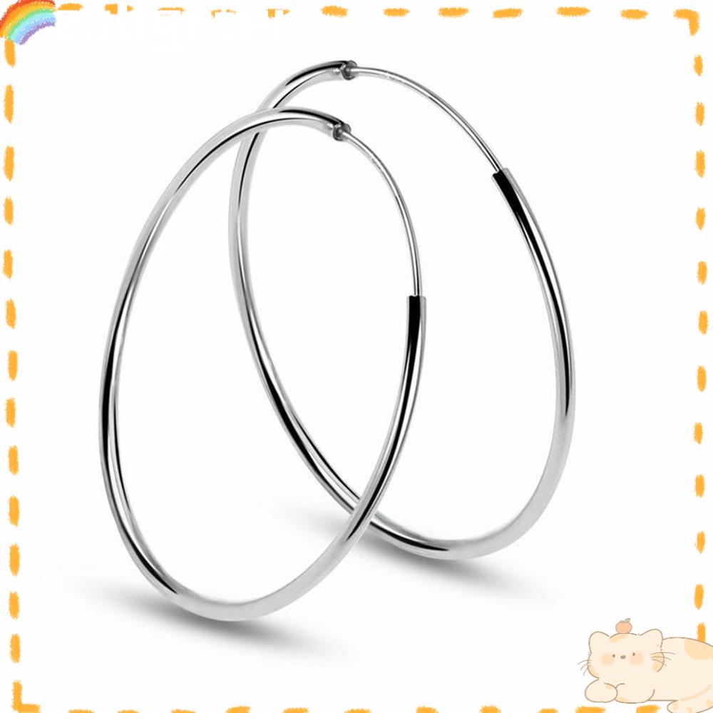 Solighter Hoop Earrings Hadiah Untuk Wanita Gadis Perhiasan Tindik Warna Silver Anting Loop Halus