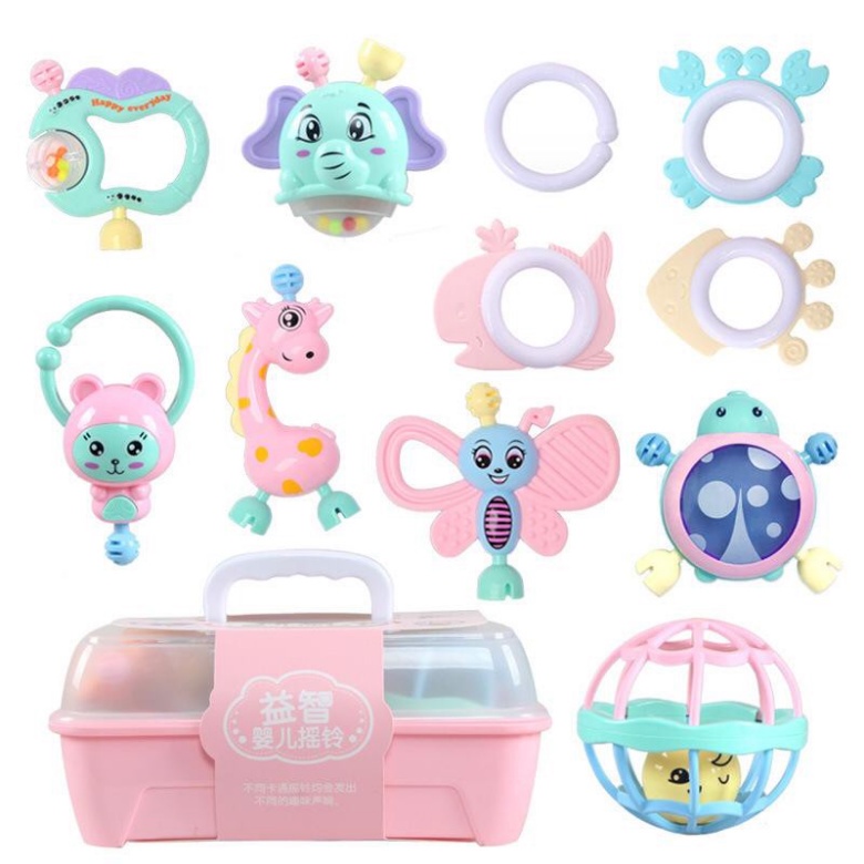 11 Pcs/set Teether bayi gigitan bayi bpa free Mainan Kerincingan Bayi 0-12 Bulan Pendidikan Awal Teether Bayi Set Rattle Bayi Musik