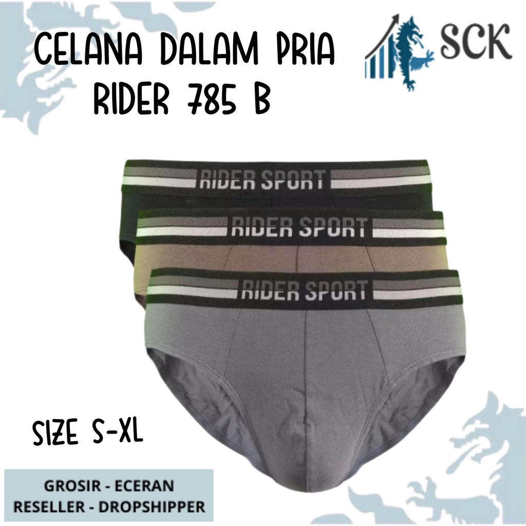 [ISI 3] CD Pria RIDER 785 karet Boxer / Celana Dalam Laki-laki / Pakaian Dalam Jumbo R785B - sckmenwear GROSIR