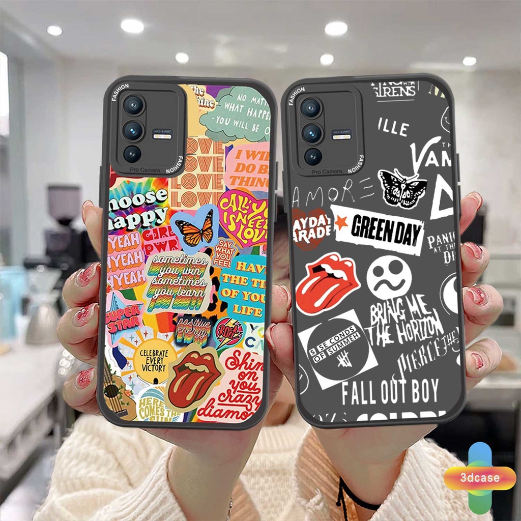 Realme C11 2021 C21Y C15 C21 C25 C20 C3 C12 C25S 5 5S 5i C17 7i C1 C25Y C2 C3i 6i C20A Narzo Ins Trendy Merek Sticker Label Huruf Kupu-Kupu Soft Case