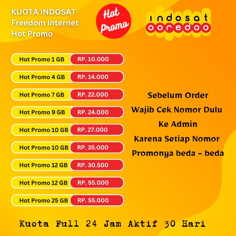 Paket Data Indosat Freedom Internet