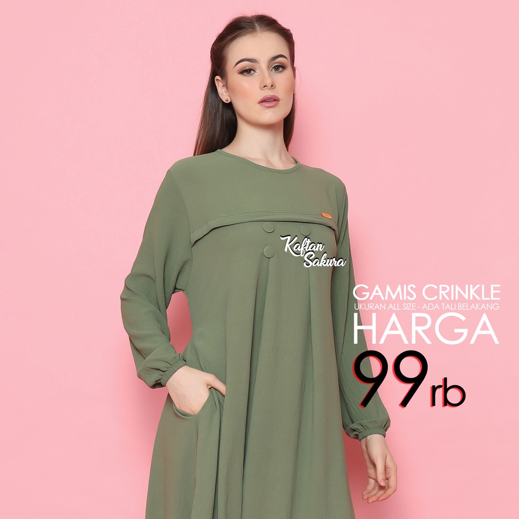 Gamis Kringkel Premium Airflow Long Maxi Dress Gamis Wanita Muslim bahan Crinkle untuk Pesta Kondangan Lebaran Terbaru all size jumbo