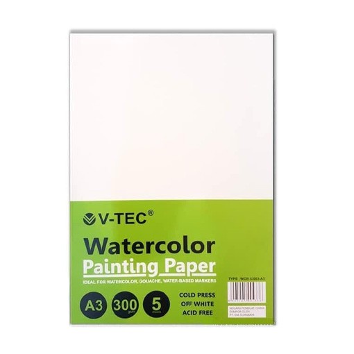 

Scetch V-Tec Vtec Watercolor Painting Paper A3 300Gsm Kertas Gambar Cat Air