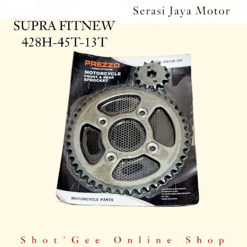 GIR GEAR DEPAN + BELAKANG FIT NEW 45T/13T / GIR DEPAN + BELAKANG SUPRA FITNEW/KARISMA/SUPRA X125/BLADE/REVO ABS