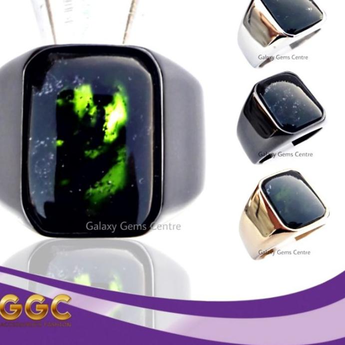 ❊ Cincin Pria Natural Batu Black Jade Original Aceh ➬