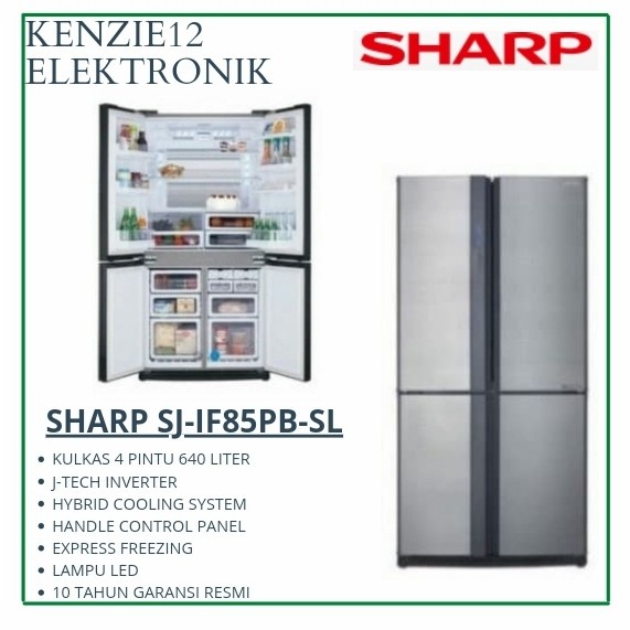 KULKAS SHARP SJ-IF85PB-SL SIDE BY SIDE 4 PINTU J-TECH INVERTER 640L ORIGINAL
