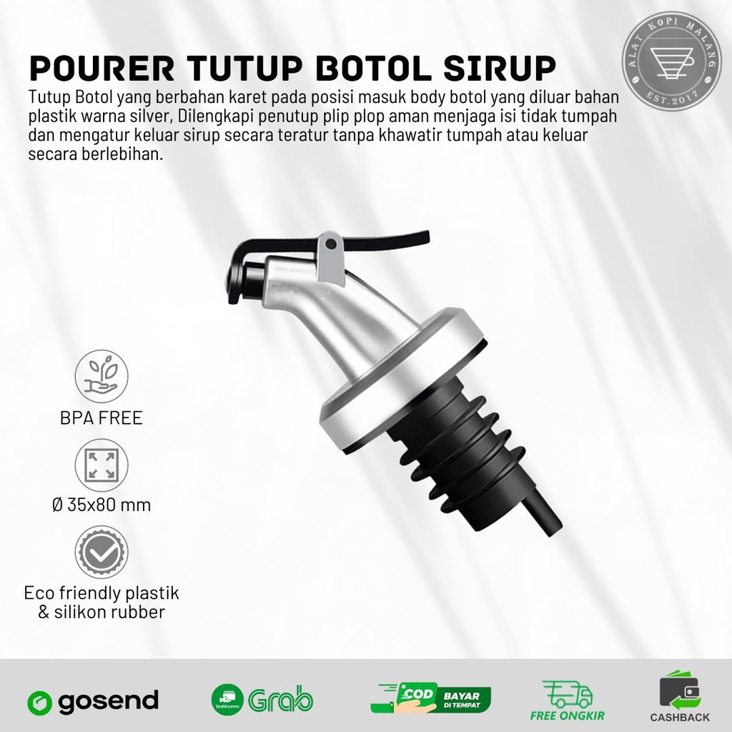 Pourer Tutup Botol Sirup/ alat penutup botol sirup