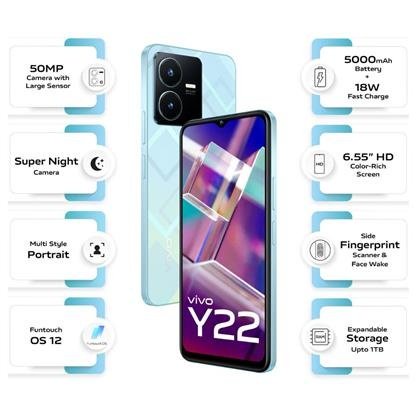 Vivo Y22 Ram 4/64GB | 6/128GB Garansi Resmi | Helio G85 Gaming Procesor | Garansi Resmi