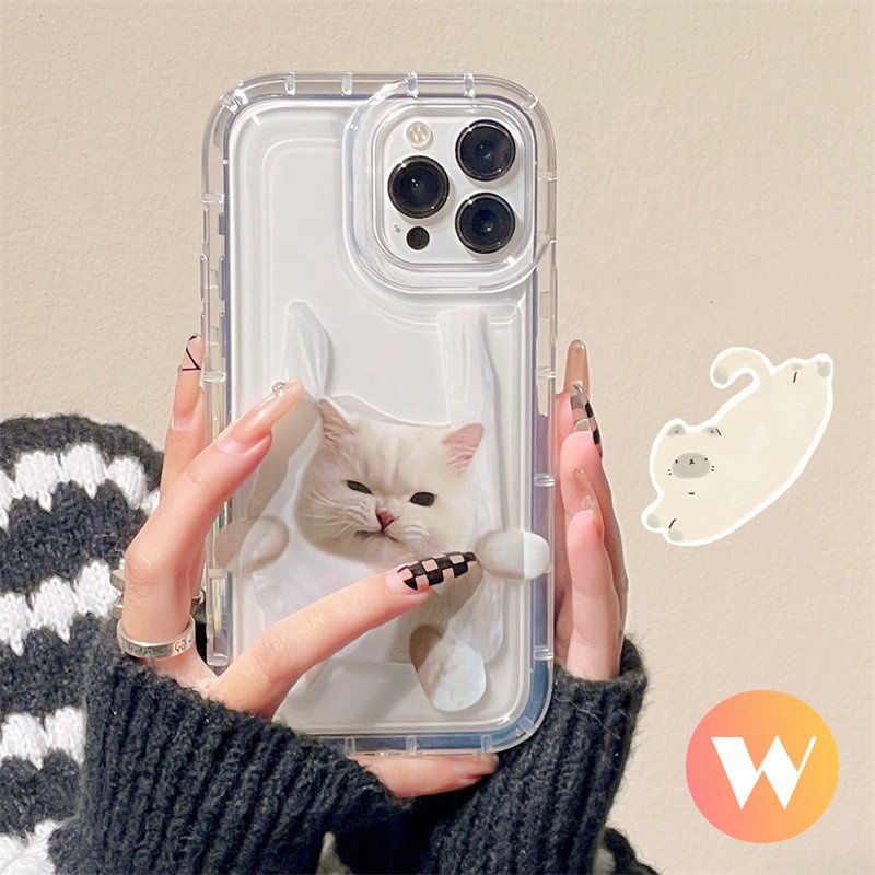 IPHONE Kartun Lucu Kucing Anjing Pasangan Soft Case Kompatibel Untuk Iphone11 14 13 12 Pro MAX XR 6 7 8 6S Plus X XS MAX Bening Shockproof Airbag Phone Cover