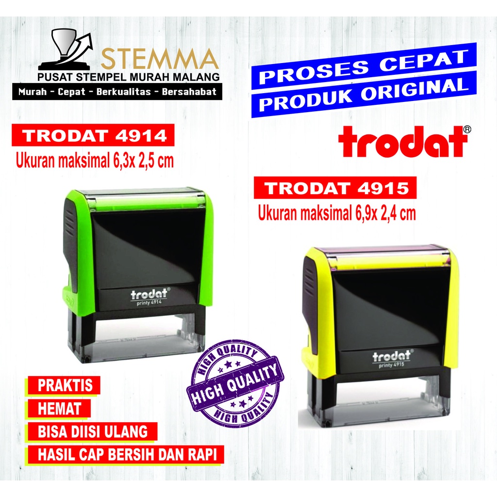 

Stempel Custom Trodat Printy Tipe 4914 tipe 4915 Stempel Otomatis Warna