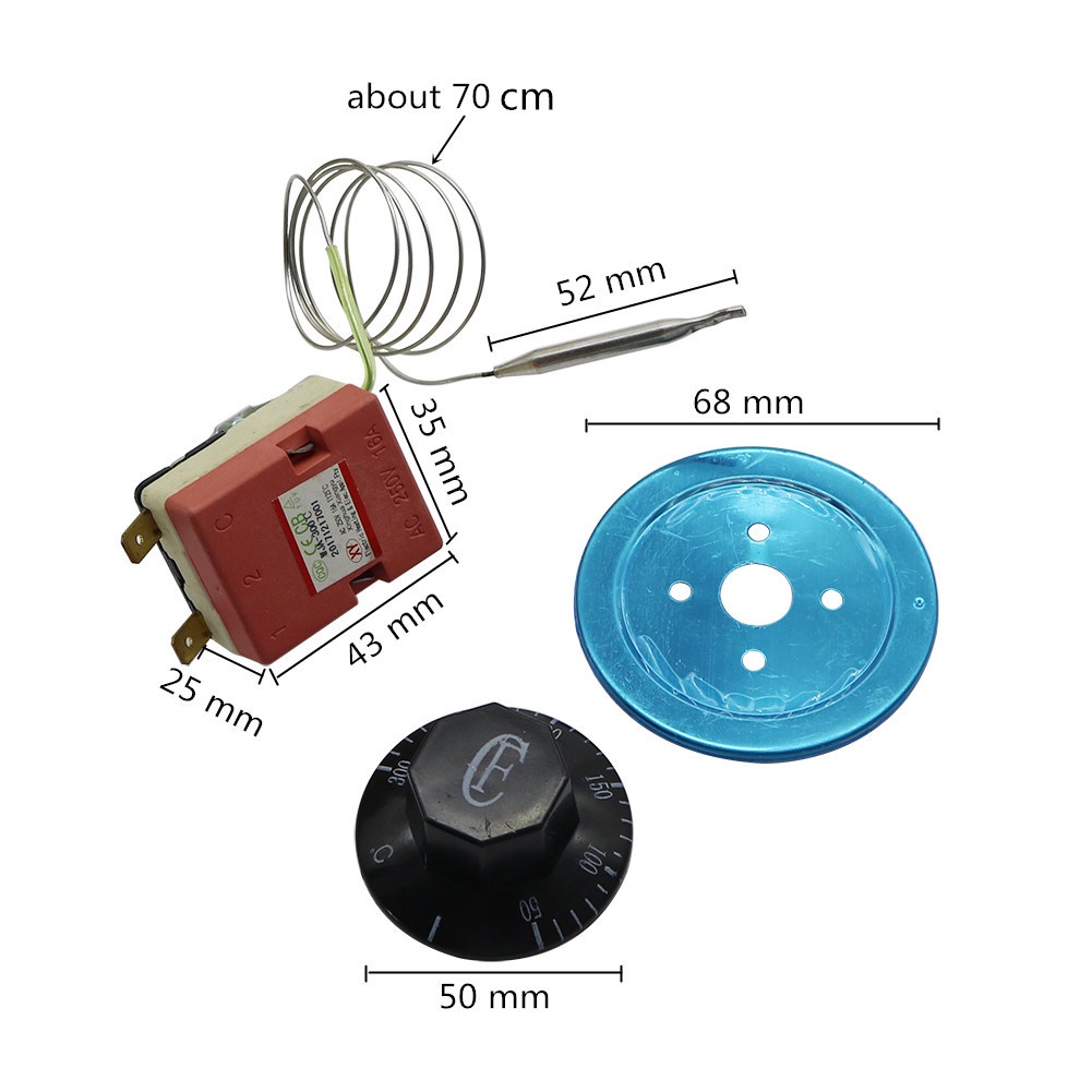 Saklar Kontrol Suhu Temperature Control Switch Termostat 220v 16a High-Tech Dial Untuk Oven Elektrik WZB 50-300°C