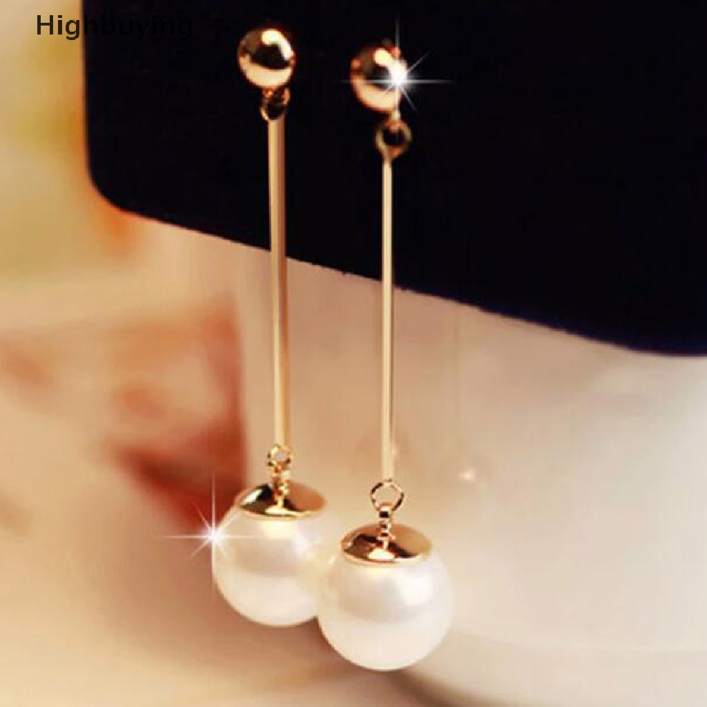 Hbid Long flow Artificial Pearl Earrings Anting Wanita Perhiasan Anting Mutiara Glory