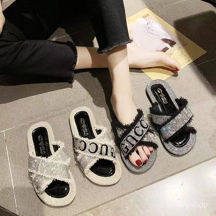 #Sisjuly# GUCI Sandal wanita sandal baru sandal berlian imitasi berlian imitasi yang dipersonalisasi