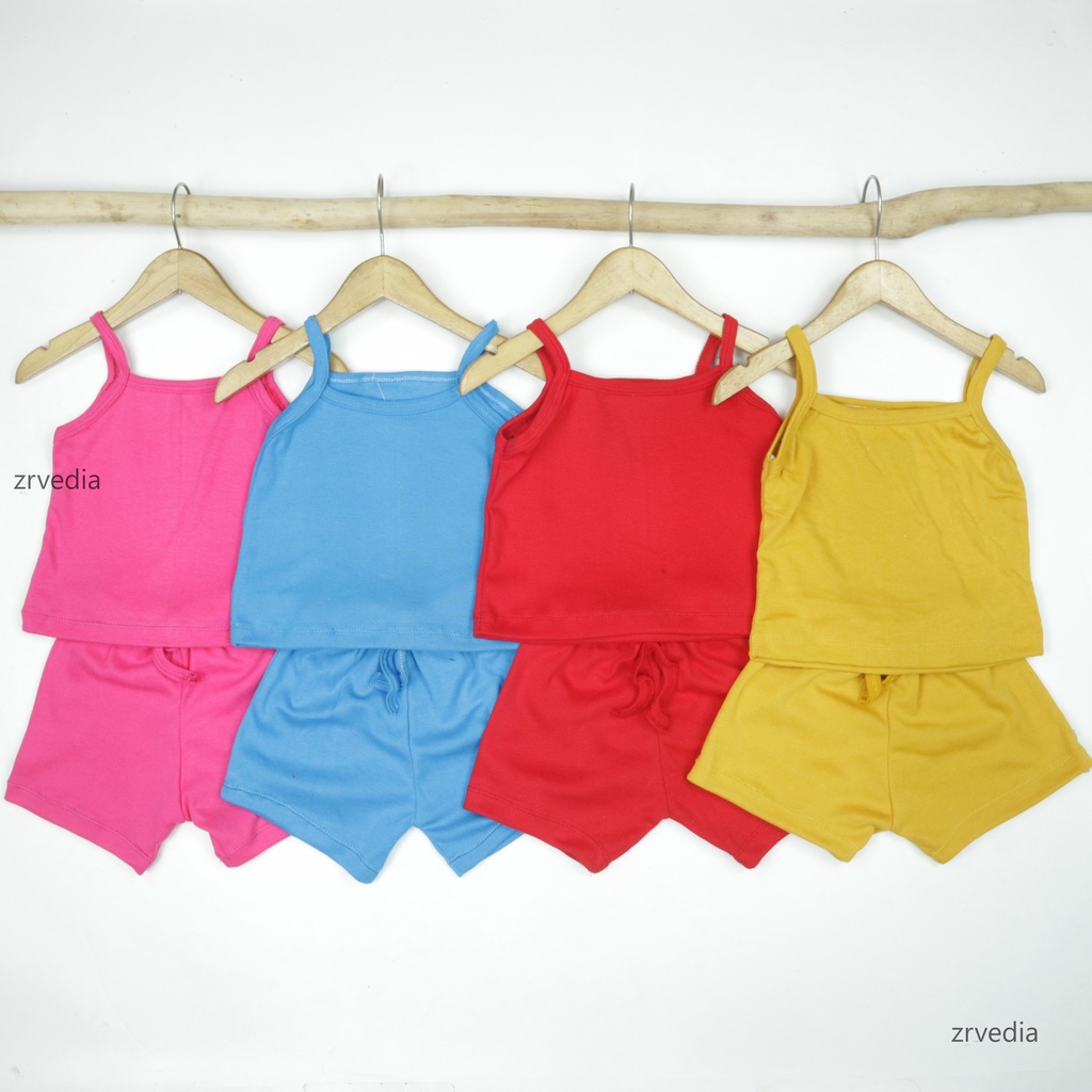 Set Azura uk Bayi 3-12 Bulan / Setelan Tanktop Celana Pendek Anak Perempuan Baju Anak Baby Polos Kiosbalitaaprillia