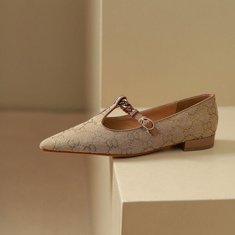 Sepatu Flat Wanita Import 0231120 Pointed-Toe Ballet Flat Shoes