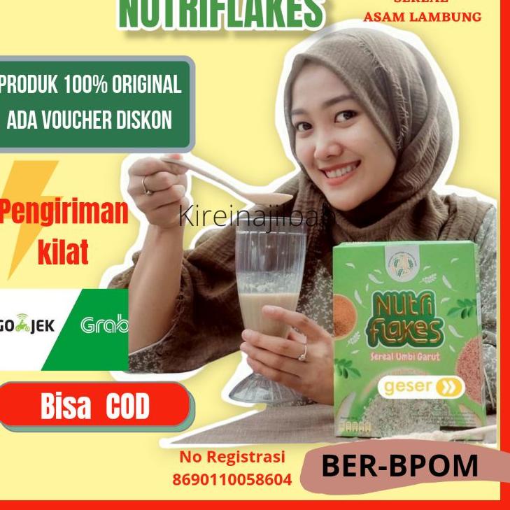 

♠ NUTRIFLAKES SEREAL UMBI GARUT SOLUSI ASAM LAMBUNG MAAG GERD ORI 100% WITH PSYLLIUM HUSK ✹