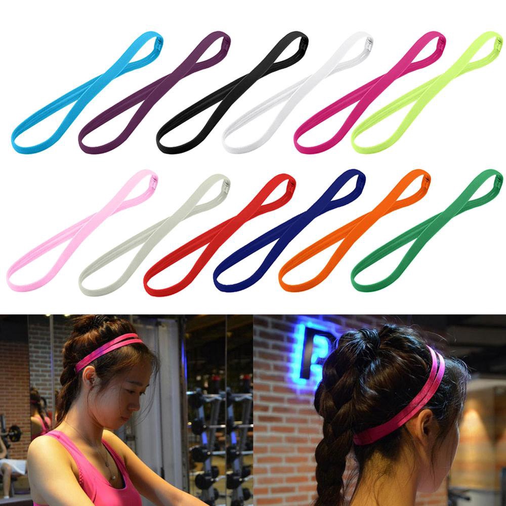 Wanita Pria Yoga Sport Cewek Gym Karet Olahraga Sepak Bola Head Sweatband Anti-slip Elastis Ikat Kepala Lari Kebugaran Rambut Band