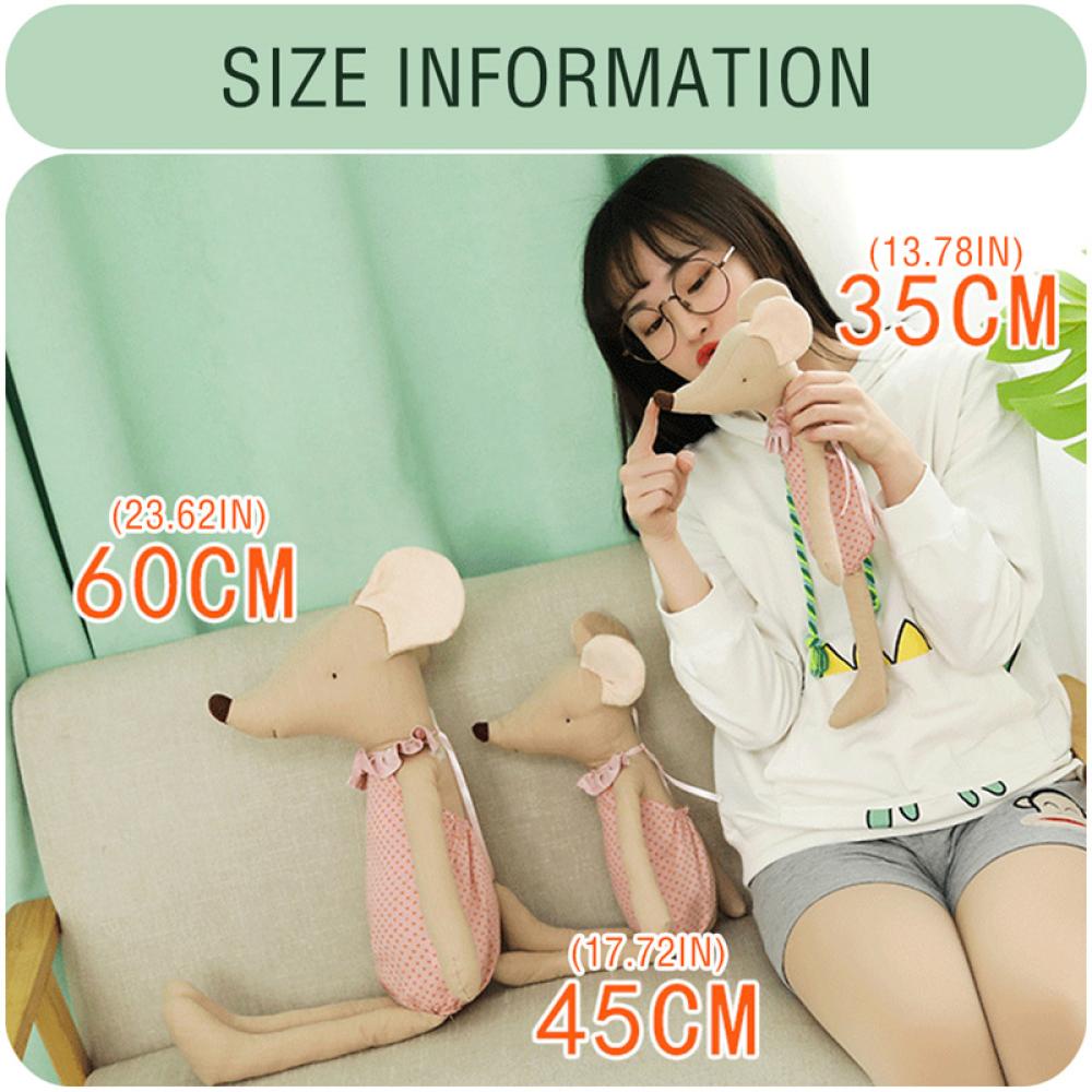 Timekey 1pc 35/45/60cm Kawaii Soft Mouse Plush Toys Cuddly Plushies Boneka Boneka Kartun Hewan Lucu Tikus Bayi Mainan Tidur Dekorasi Rumah O3Q7