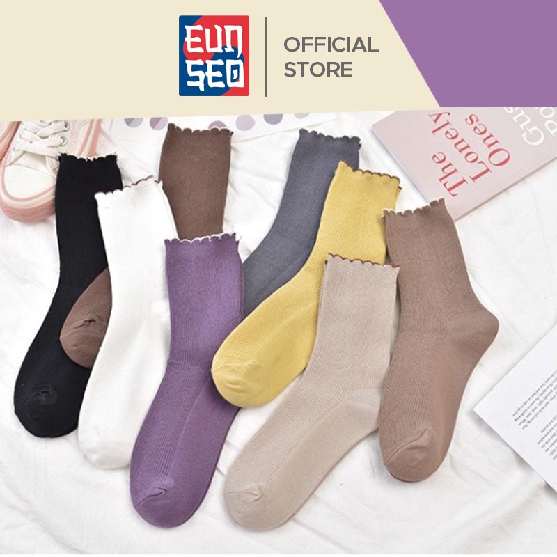 EUNSEO Kaos Kaki Wanita Panjang Japanese Edge Tube Kaoskaki Fashion Korea Women Socks