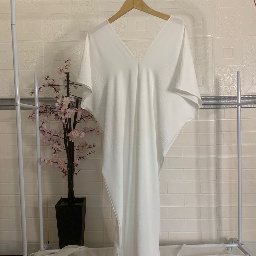 Long Dress Square Cringkle Airflow | Gamis Crinkle Atasan Muslimah-L.DRESS PTH BW