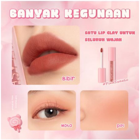 PINKFLASH Lipstick Matte Velvet Lip Clay Waterproof Fuzzy-Soft Lip Mud Multi-Use PinkSweetie