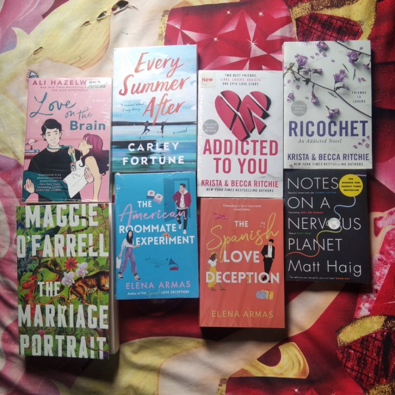 [NEW - UNSEALED - PRELOVED] Every Summer After US, Addicted to You US, Ricochet US, Love on the Brain US, The Marriage Portrait, The Spanish Love Deception, The American Roommate Experiment, Notes on a Nervous Planet | Novel Original Periplus Buku