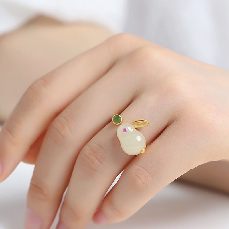 Cincin Geometris Hewan Bentuk Hati Kelinci Dapat Disesuaikan Simple Untuk Pria Dan Wanita