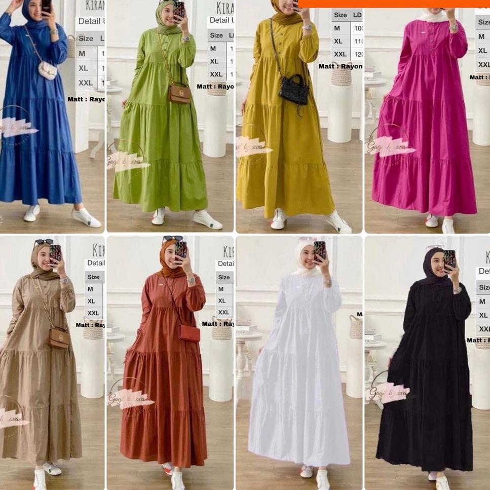 BOOMING Kirania Dress Midi Rayon twill premium polos putih dress busui dress kekinian minimalis musl