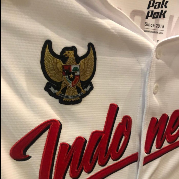 Bisa COD EMBLEM GARUDA Indonesia Baseball Jersey - Putih Original Asli