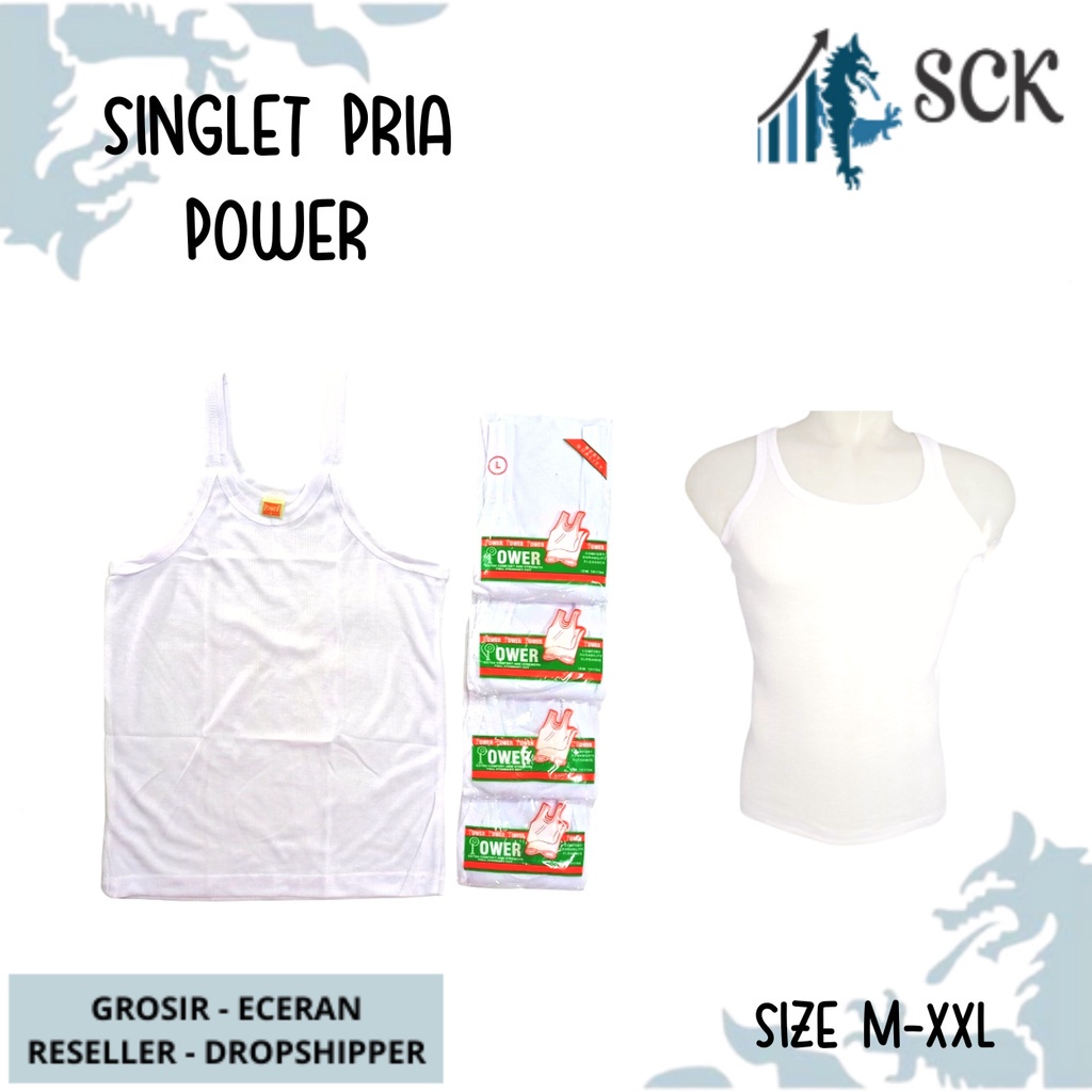 [ISI 3] Singlet Pria POWER / Kaos Dalam Bahan Adem Halus Murah Berkualitas  - sckmenwear GROSIR