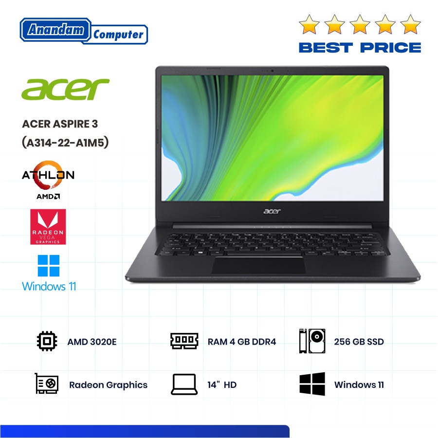 ACER ASPIRE 3 A314-22-A1M5 A3020e 4GB 256GB 14" HD W11+OHS