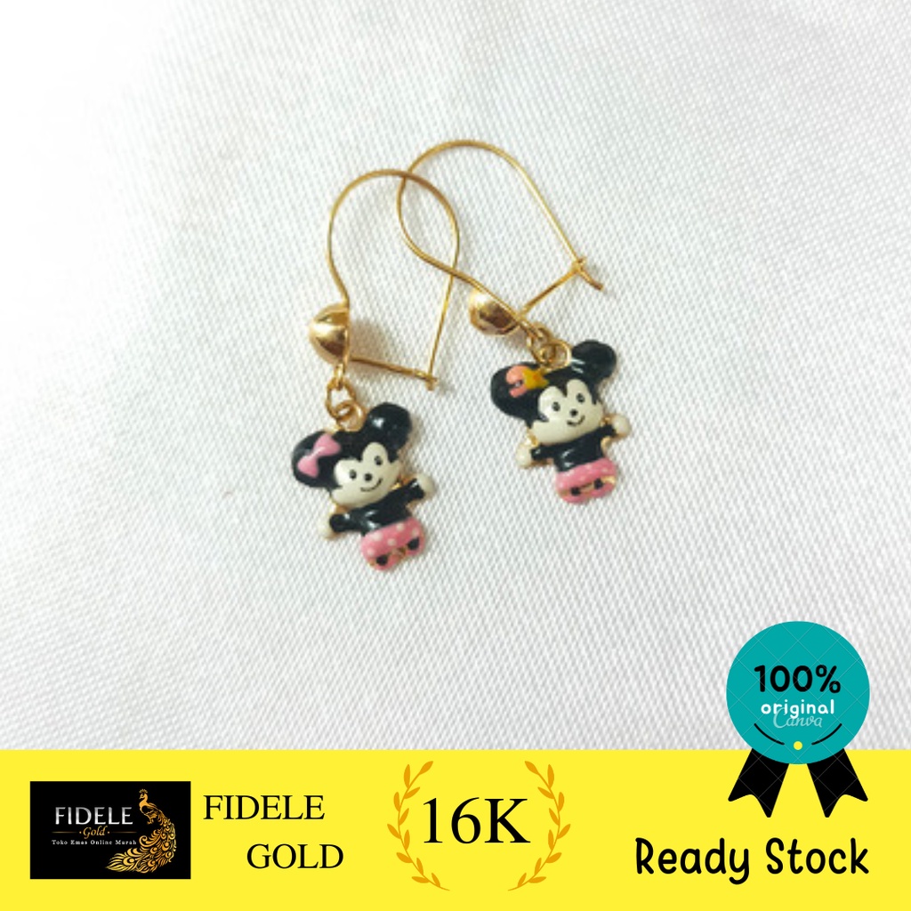 Anting emas asli disney cat emas tua 700 fashion anak
