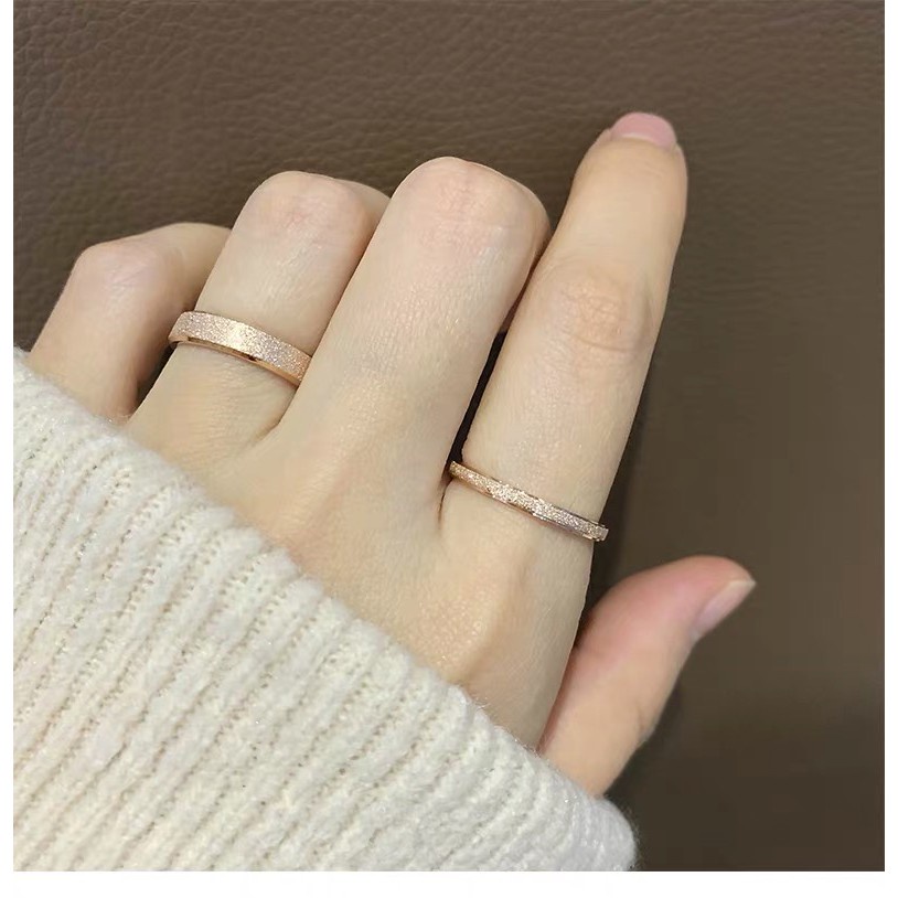 Cincin Bahan Titanium Steel |  Cincin Bahan Stainless Steel Lapis Rose Gold 18K Model Lebar | Cincin Pasangan Untuk Aksesoris