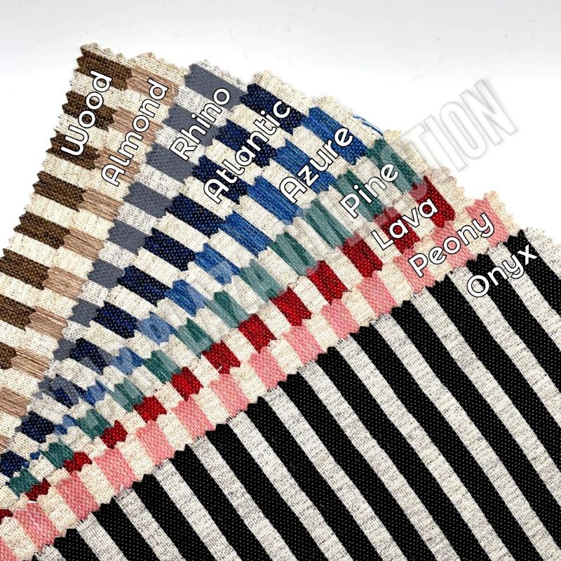 Kain Kanvas Motif Garis Salur Minimalis - Scandinavian Stripe (untuk Sofa, Jok, Kursi, Stool, Wingch