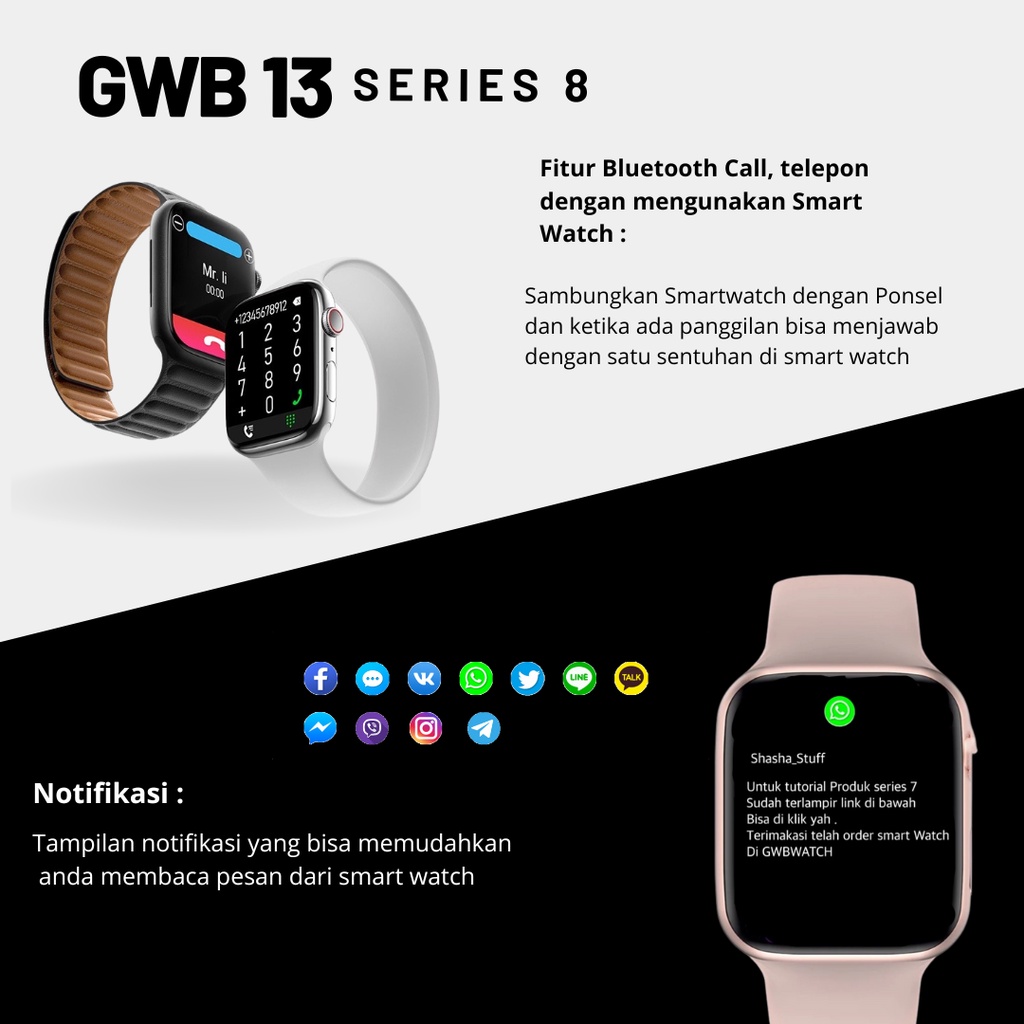 GWB 13 PRO Premium Smartwatch Wireless Charging [FREE STRAP]