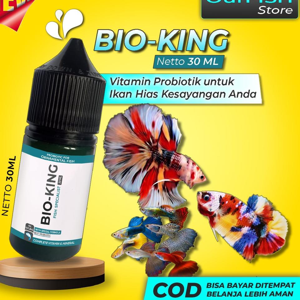 Ready Stok BIO-KING Vitamin Probiotik Ikan Cupang Guppy Gupy Avatar Blue Rim Giant Koi Halfmoon Paka