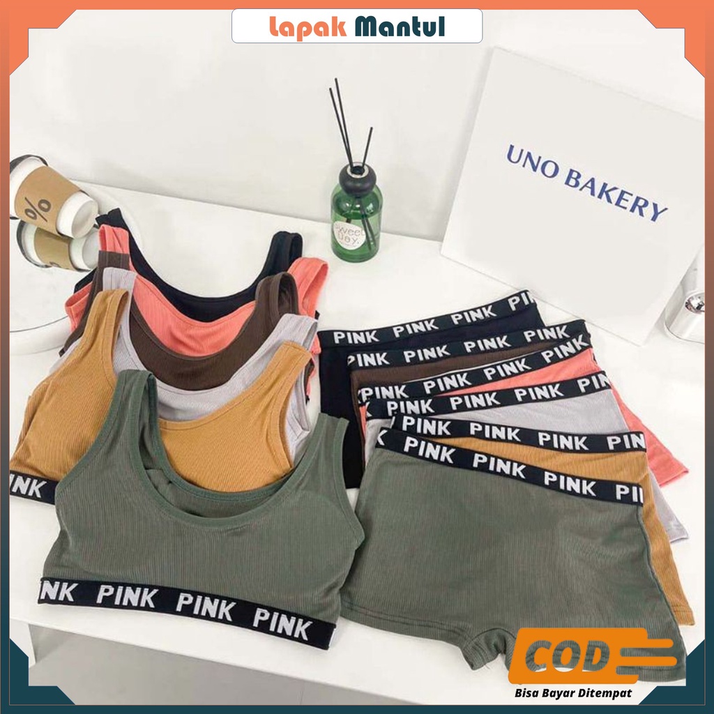 LM-0240 Setelan Sport Set Olahraga Wanita Sexy Tanpa Kawat Lembut Halus-BRA &amp; BOXER Sport