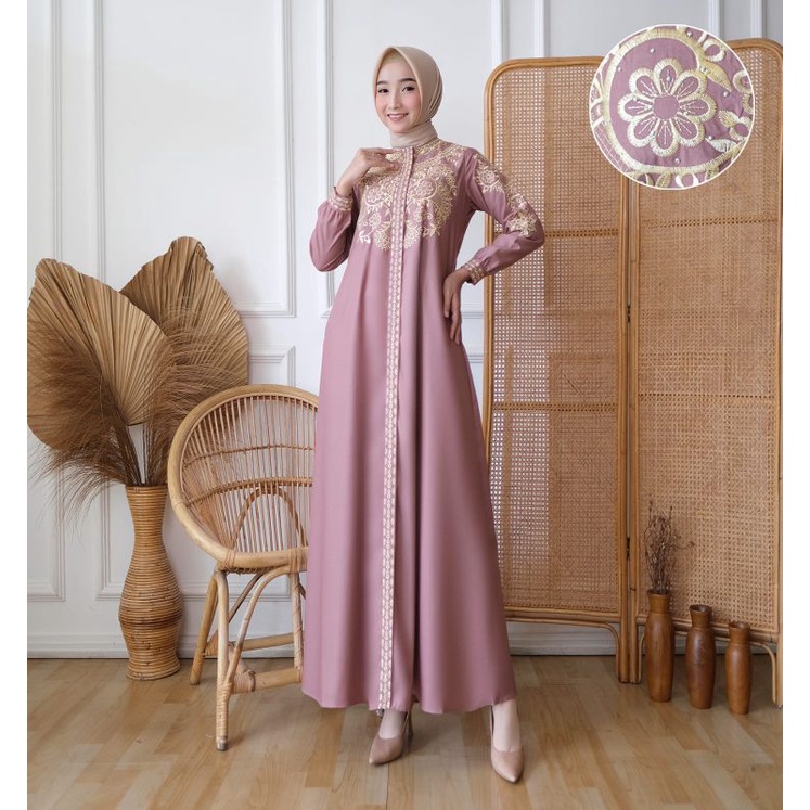 Gamis Madina Katun Toyobo premium Madina Aretha Bordir Mix Payet | Original produk Muslim Wanita | G