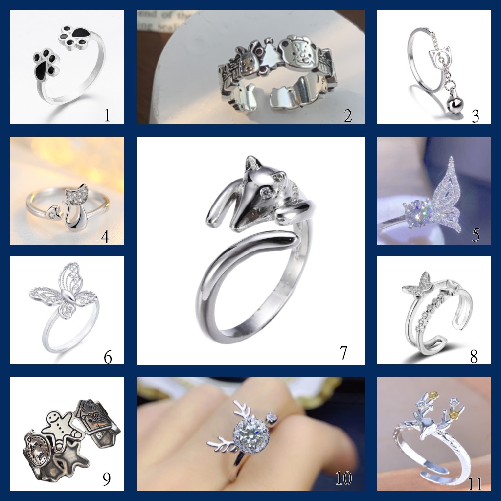 Goldkingdom Fashion Perhiasan Aksesoris Ready Stock Ins Kreatif Pin Pentacle Punk Kupu-Kupu Elk Ular Cincin Adjustable Mosanne Berlian Pertunangan Hadiah Ornamen
