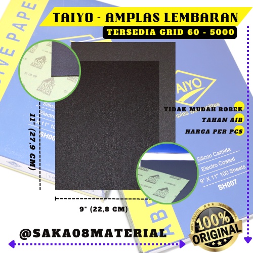 Promo Amplas Taiyo Amplas Duco Lembaran Halus Kasar Anti Air Grit 60 80 100 120 150 180 240 400 500 
