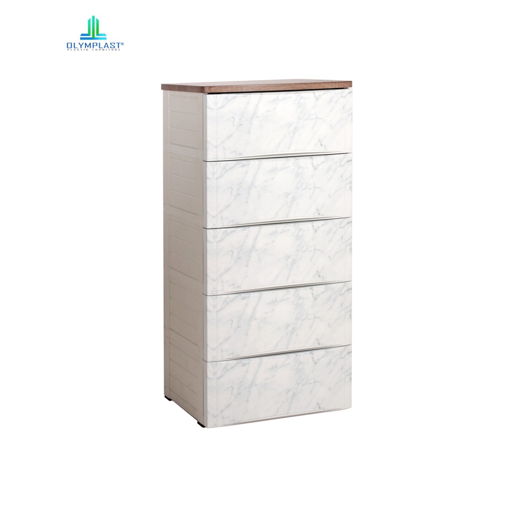 Lemari Plastik Laci Drawer Olymplast ODC 04/ODC 05 Minimalis Marble/Wood Khusus Gosend