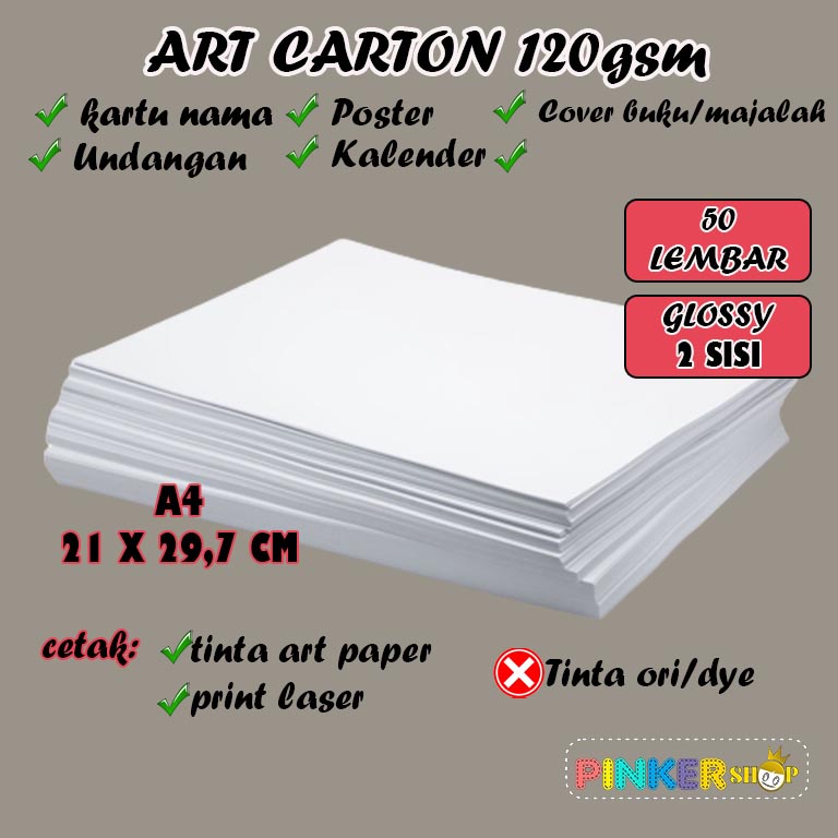 

Kertas art paper 120 gsm A4 isi 50 lembar/Kertas brosur tipis 120 gram