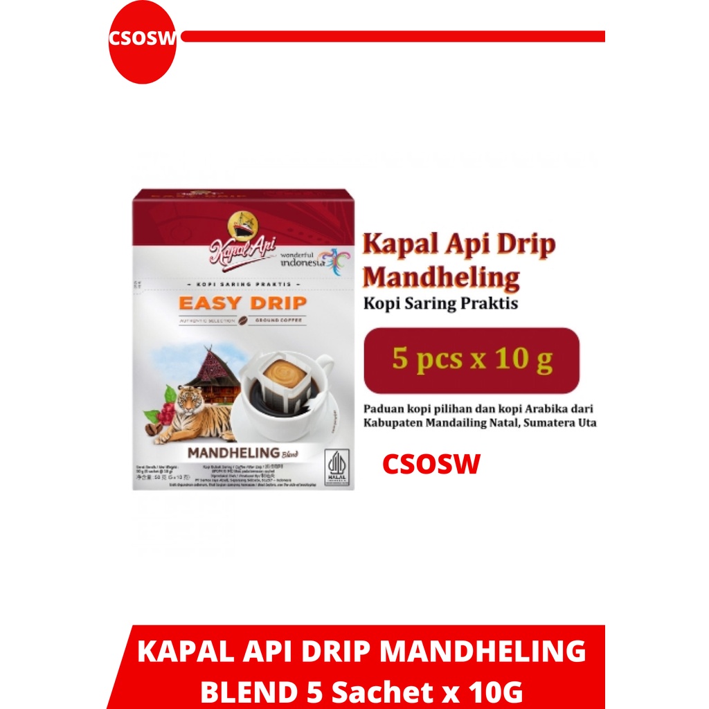 

KAPAL API DRIP MANDHELING BLEND BOX 5 Sachet x 10 Gram KOPI DRIP KAPAL API EASY DRIP SUMATERA MANDELING BLEND