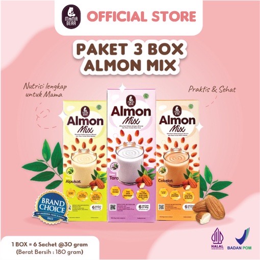 

￼MamaBear AlmonMix Minuman Serbuk Almond Dengan Daun Katuk 3Box