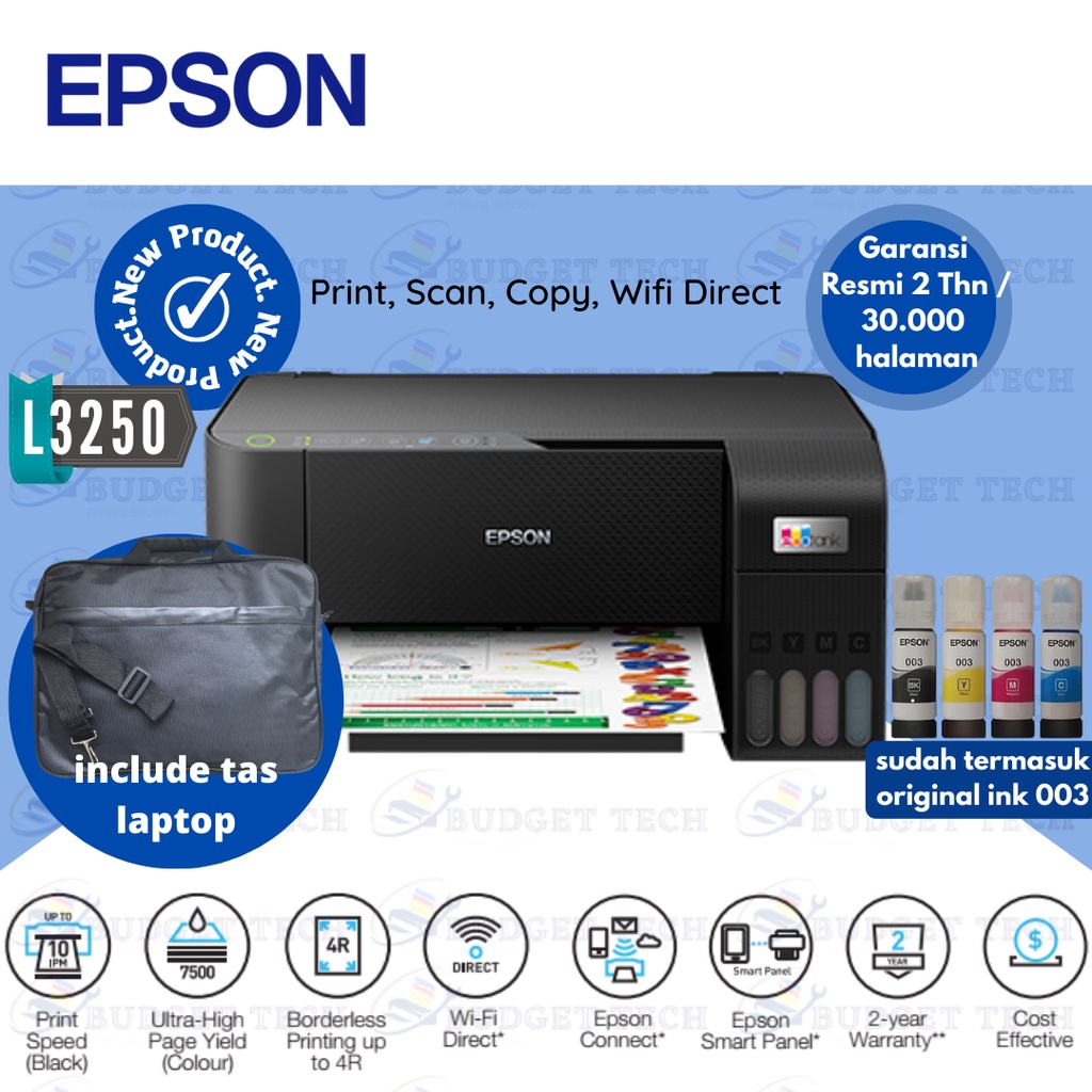 Printer Epson L3250 Pengganti L3150 All In One WiFi Wireless Printer Multifungsi Garansi Resmi Epson Indonesia Printer Murah